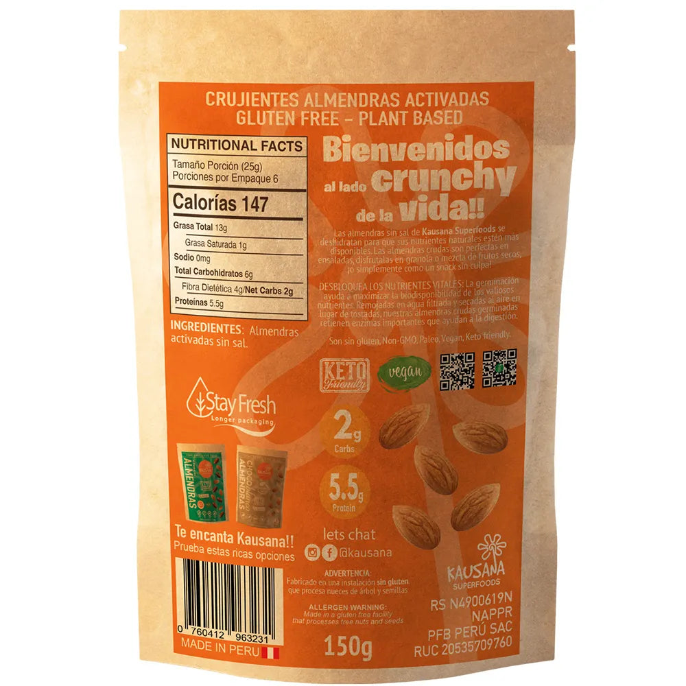 ALMENDRAS ACTIVADAS KETO - KAUSANA 160G