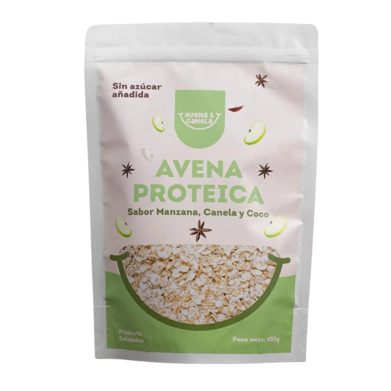 Avena Proteica Sabor Manzana 455 Gr Avena Y Canela Sin Azucar