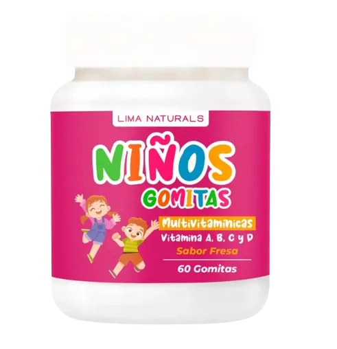 GOMITAS MULTIVITAMINICAS NIÑOS SABOR FRESA 60 UNIDADES - LIMA NATURALS