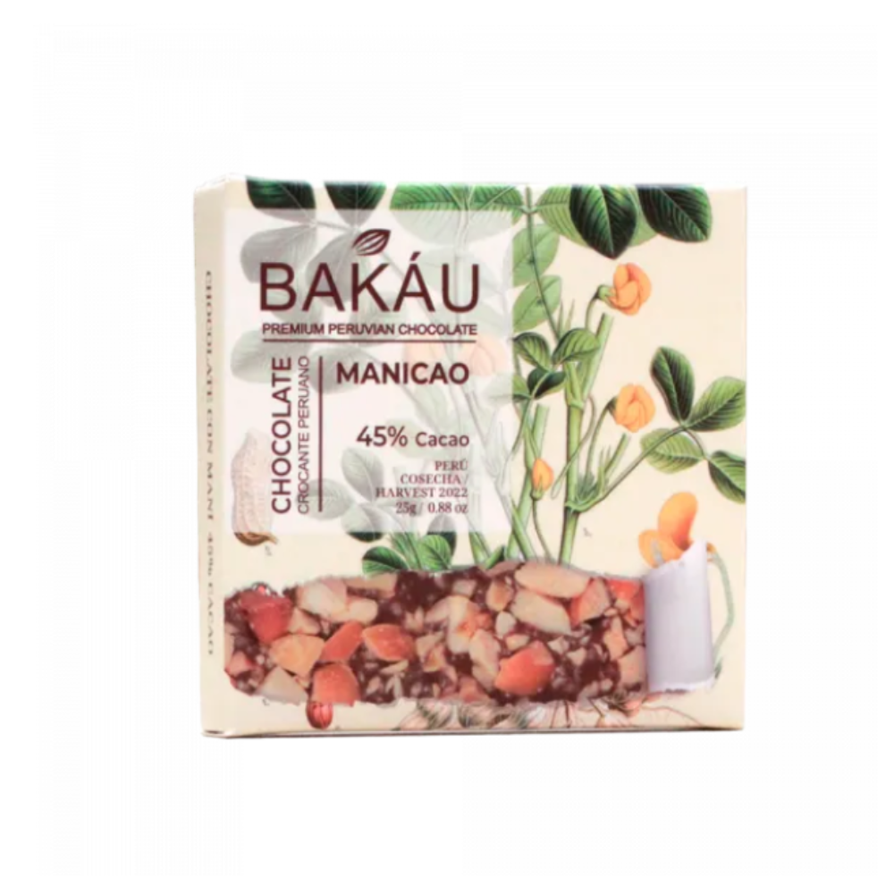 CHOCOLATE MANIACO CROCANTE 45% CACAO 25 GR - BAKÁU