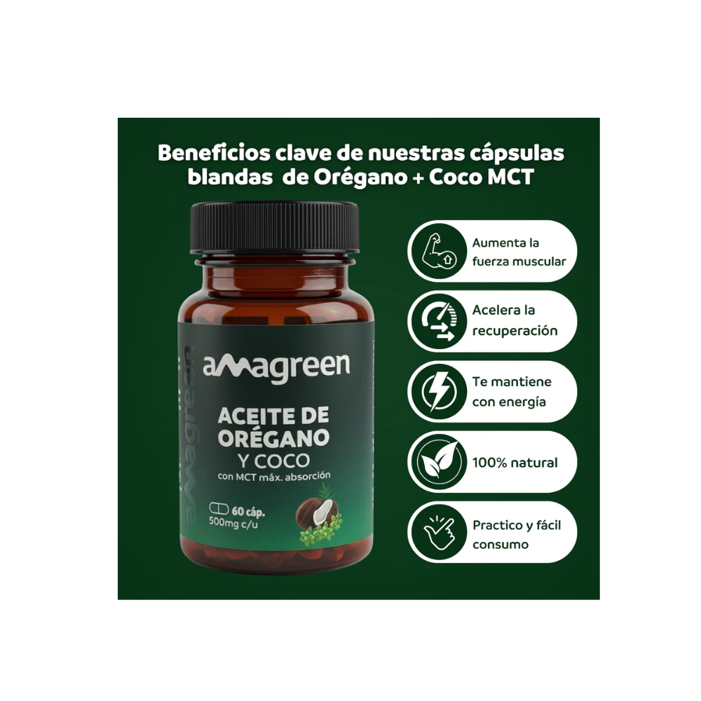 ACEITE DE OREGANO & COCO 60 CAP AMAGREEN
