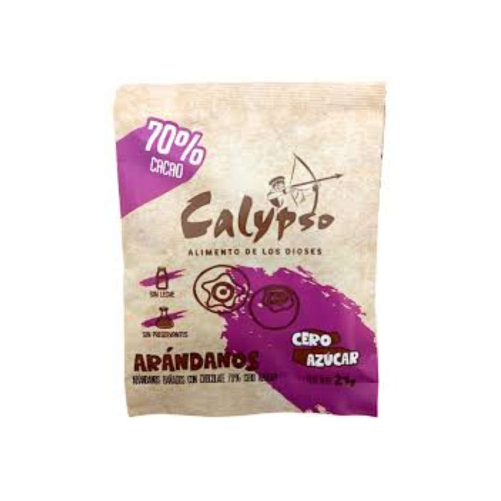 ARANDANOS BAÑADO CON CHOCOLATE 70% CALYPSO 21GR CERO AZÚCAR