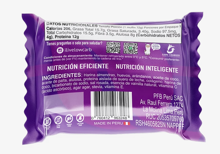 MUFFIN KETO CHOCO CHIP AVELLANA 72GR 1UND LIVE