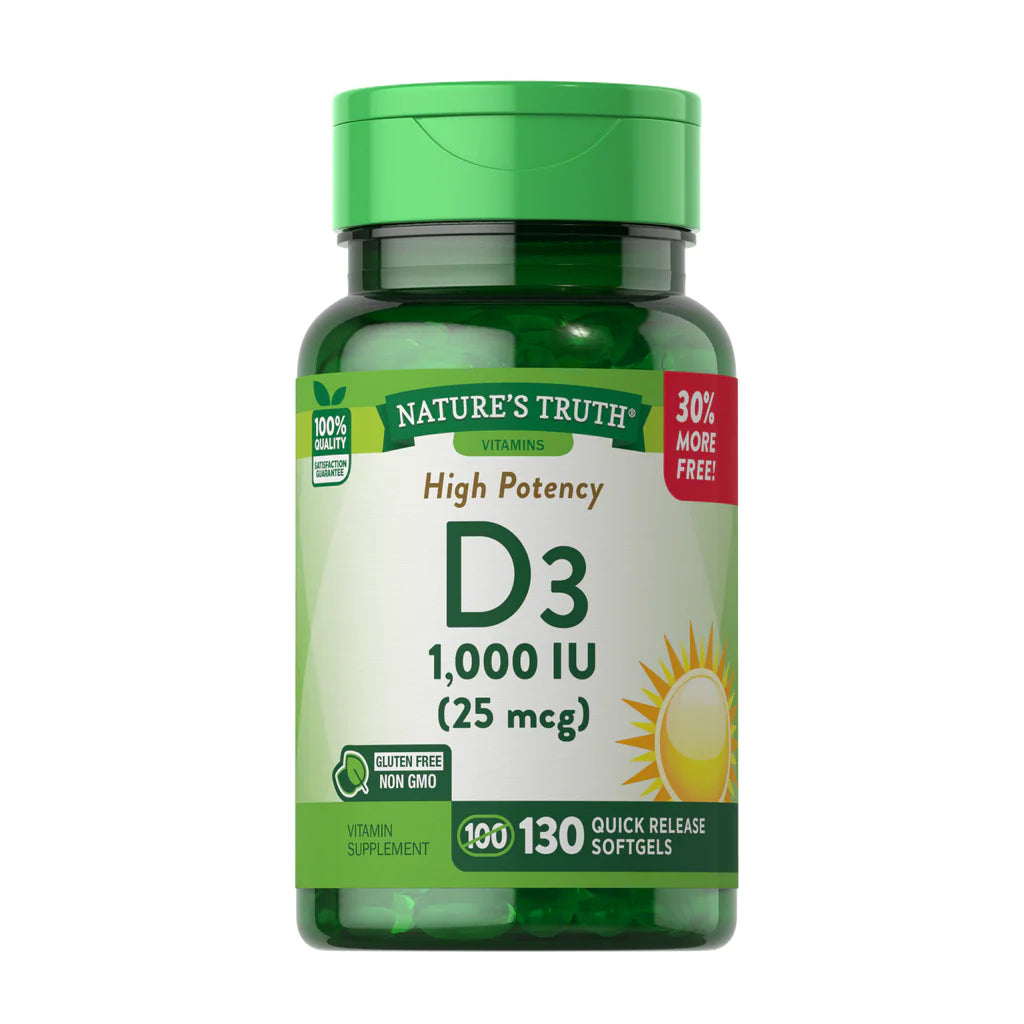 D3 1000 IU 25MCG 130SOFTGELS NATURES TRUTH