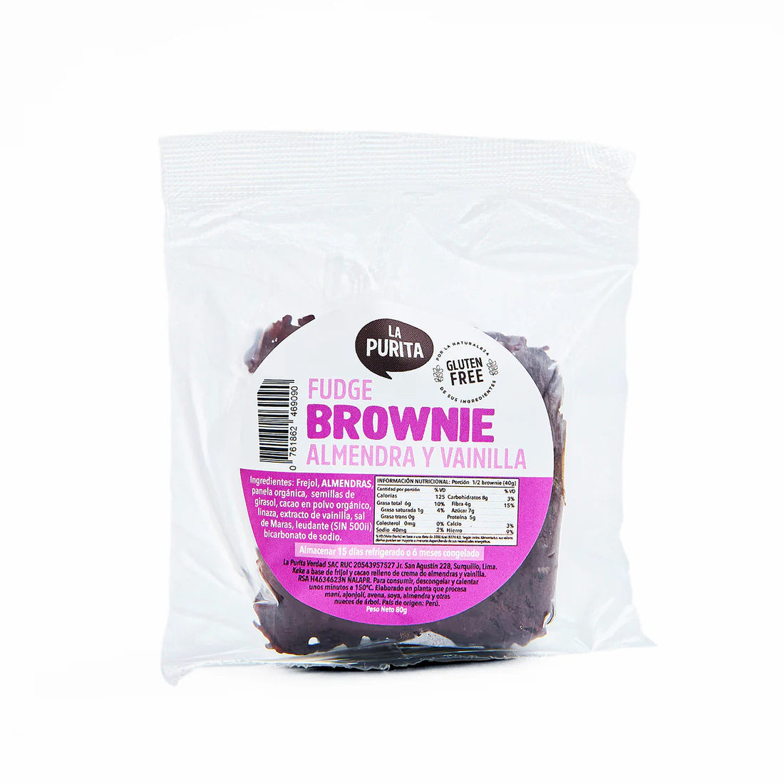 FUDGE BROWNIE DE ALMENDRA Y VAINILLA - LA PURITA