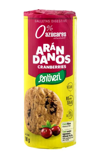 GALLETA DIGESTIVE DE ARÁNDANOS 0% AZÚCAR 190 GR - SANTIVERI