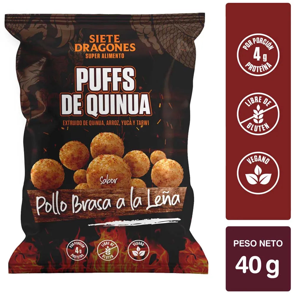 PUFF DE QUINUA SABOR POLLO A LA BRASA 40GR - SIETE DRAGONES
