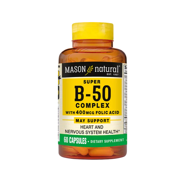 COMPLEJO SUPER B-50 CON ÁCIDO FÓLICO MASON NATURAL