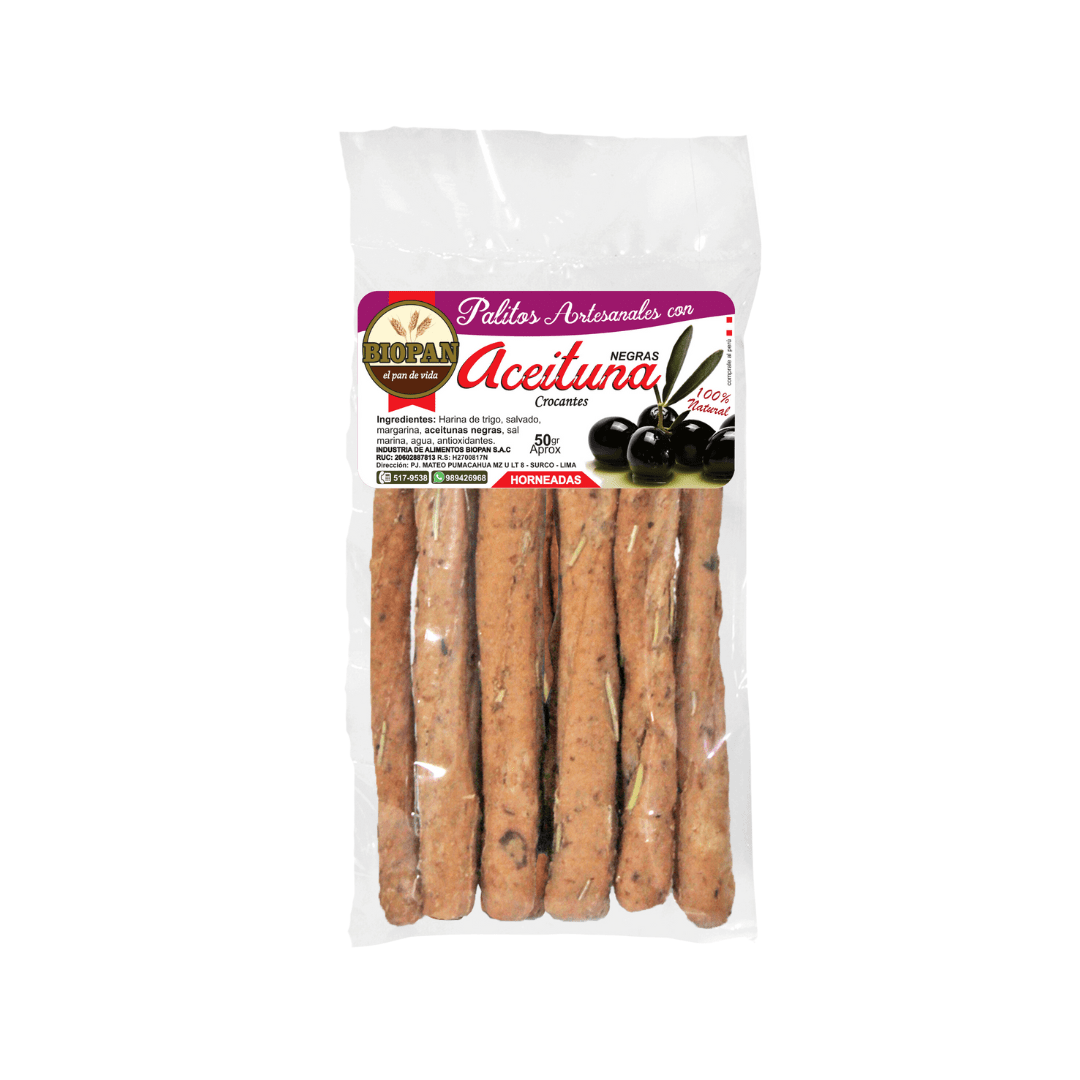 PALITOS ARTESANALES C/ ACEITUNA - BIOPAN 50G