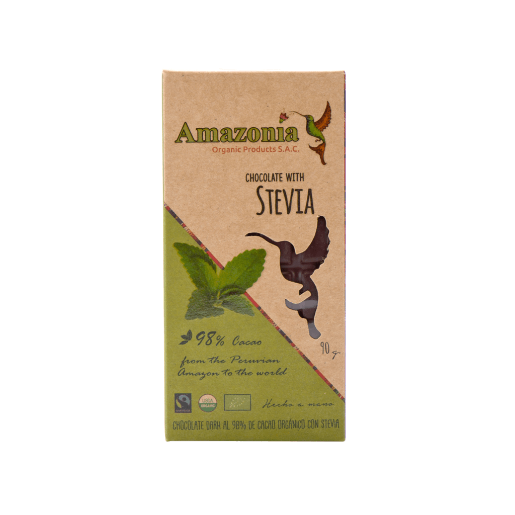 Chocolate Dark Con Stevia 98% Cacao Amazonía 90 G. Organico