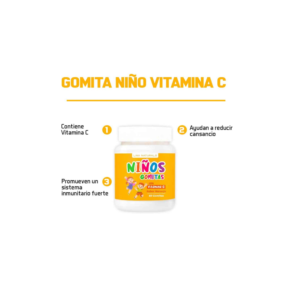 GOMITAS CON VITAMINA CON SABOR NARANJA - LIMA NATURALS