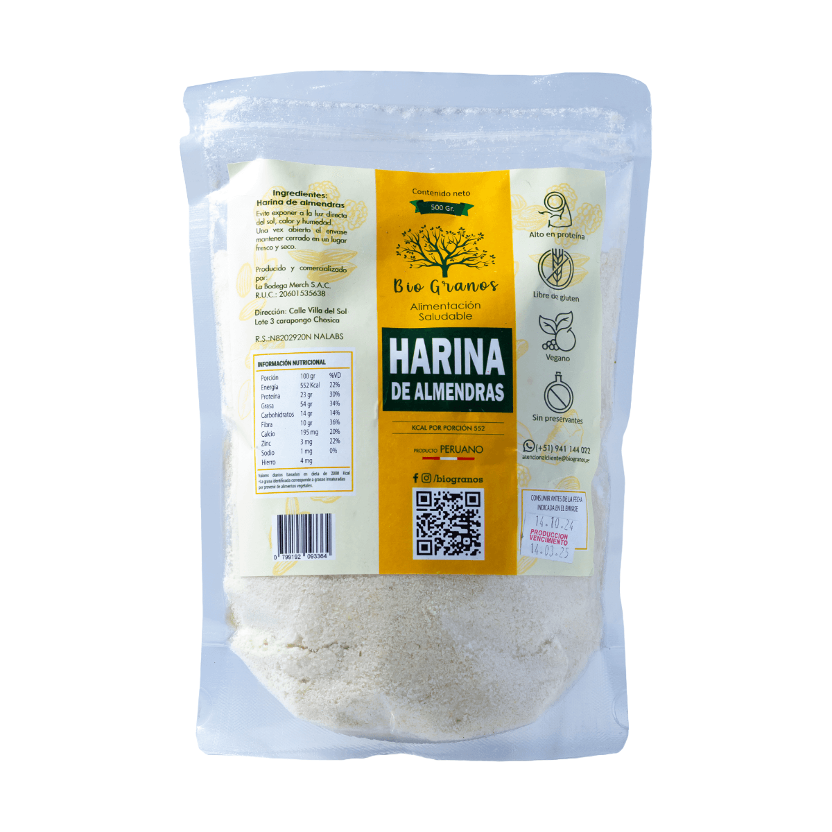 HARINA DE ALMENDRAS BIO GRANOS 500GR