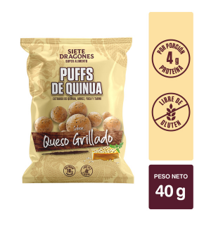 PUFF DE QUINUA SABOR QUESO GRILLADO DE 40GR - SIETE DRAGONES