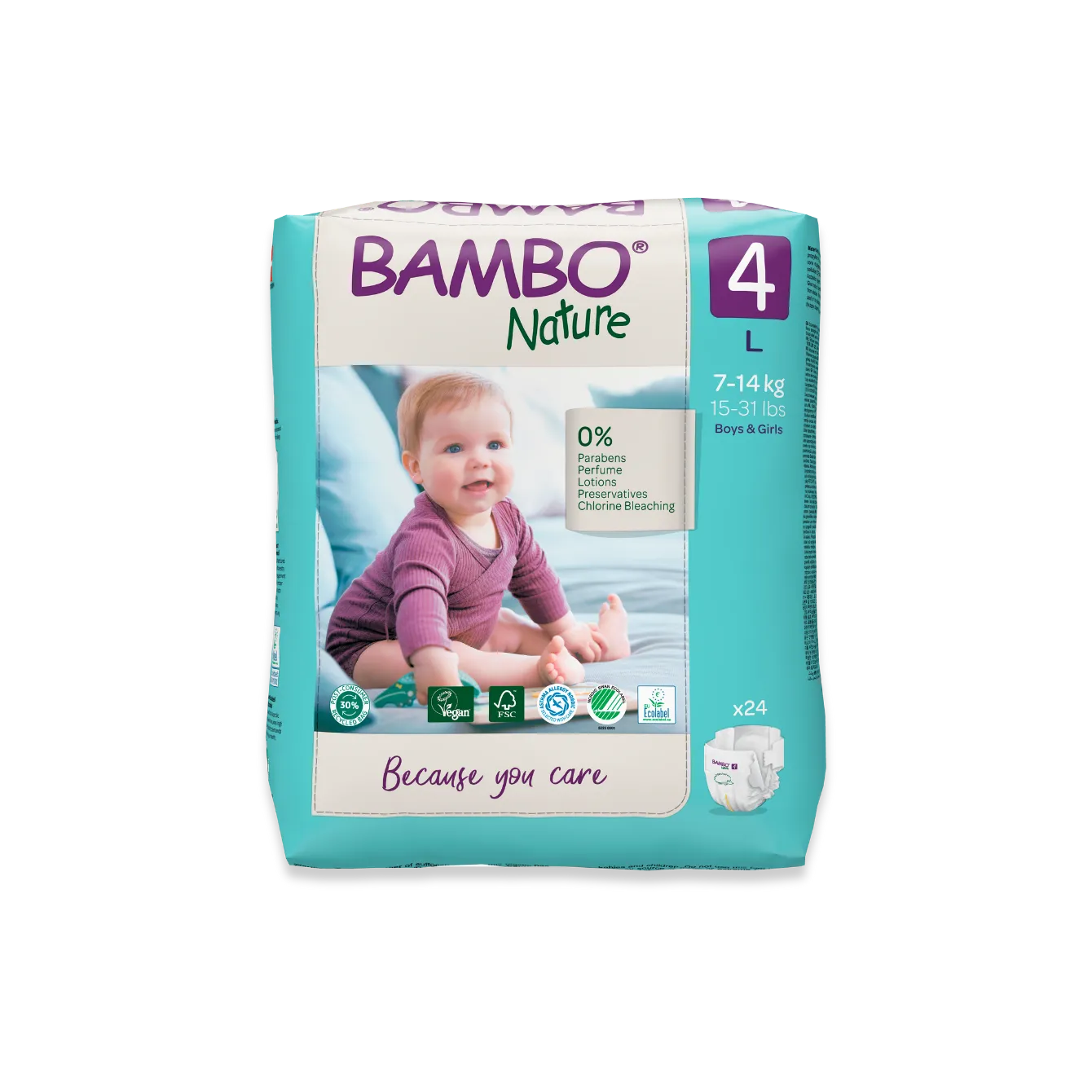 PAÑAL ECOLÓGICO T4  BAMBO NATURAL