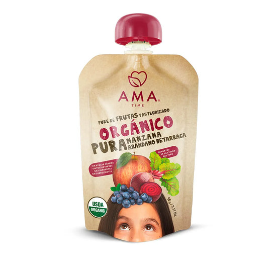 PURE DE MANZANA ARANDANO Y BETERRAGA AMA 90GR ORGANICO