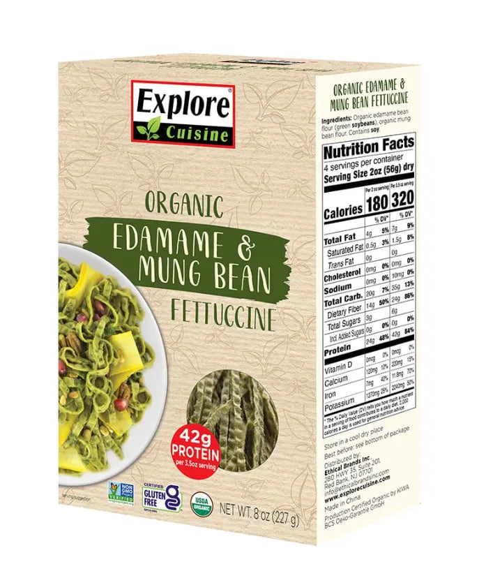Organic Edamame Mung Bean Fettuccine Explore Cuisine 227gr Gluten Free