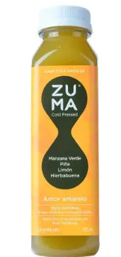 Amor Amarelo (manzana, Piña, Limón, Hierbabuena) Zuma 355 Ml 100% Natural Sin Agua, Edulzantes, Ni Conservantes Añadidos