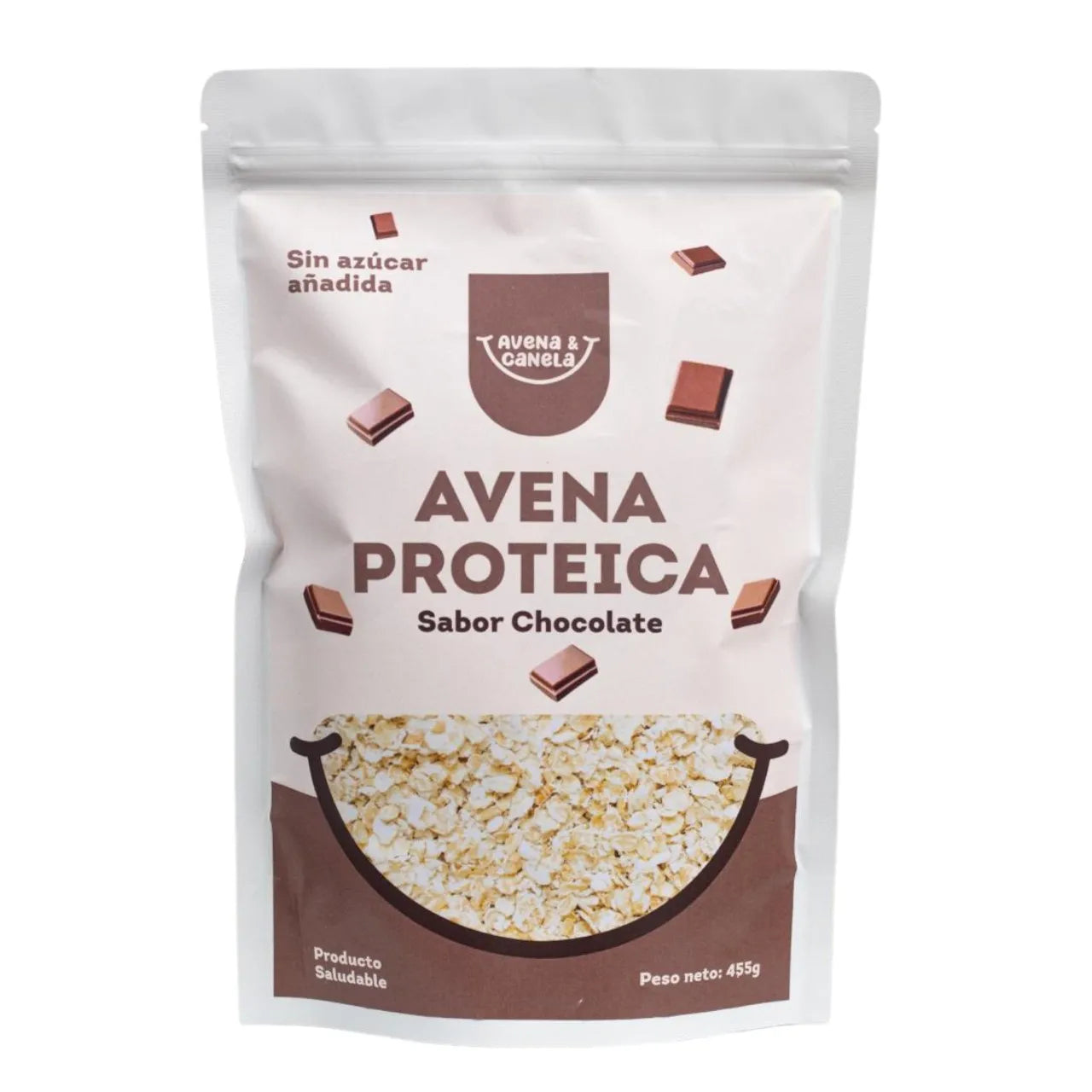 Avena Proteica Sabor Chocolate 455 Gr Avena Y Canela Sin Azucar Añadida