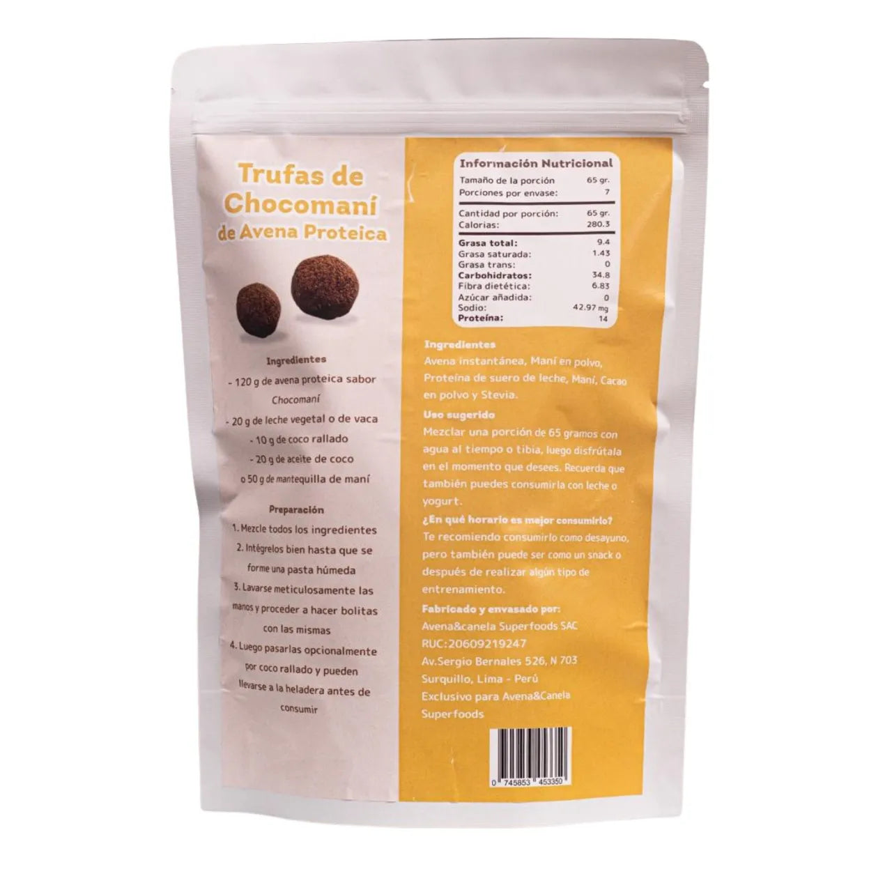 Avena Proteica Sabor Chocomani 455gr  Sin Azucar Añadida-AVENA Y CANELA