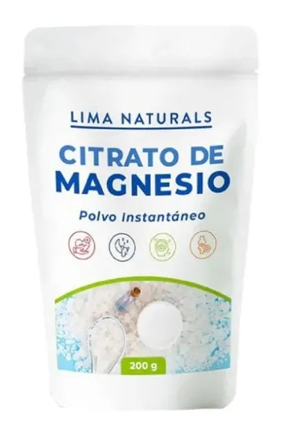 CITRATO DE MAGNESIO POLVO INSTANTANEO 100% NATURAL 200 GR - LIMA NATURALS