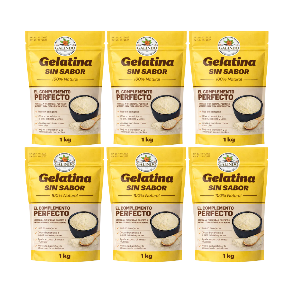 PACK X6 GELATINA SIN SABOR 1K -GALINDO