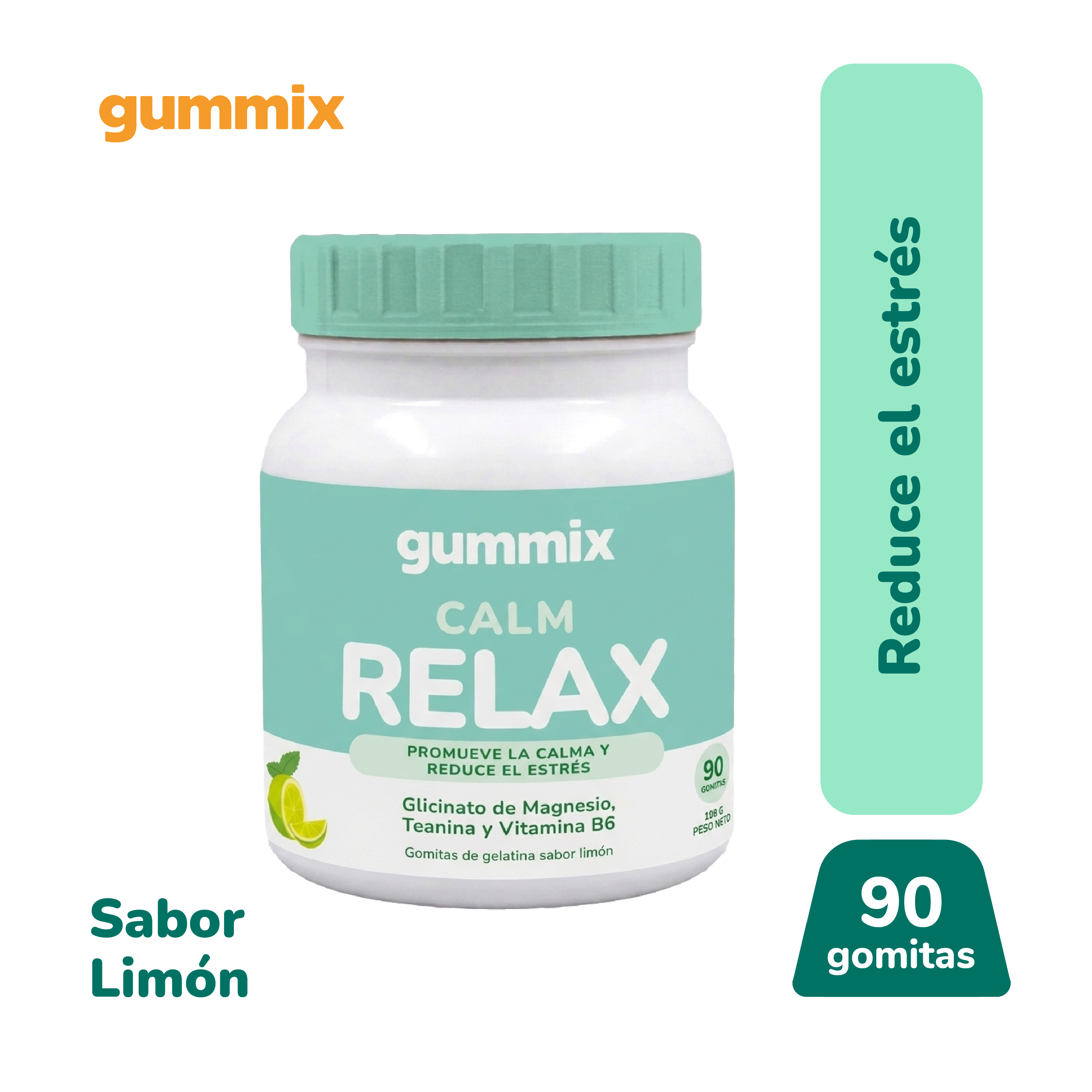 RELAX SABOR LIMON FRASCO 90GOMITAS-GUMMIX