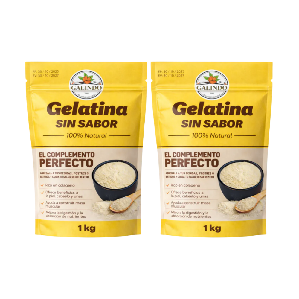 PACK DE 2 GELATINAS SIN SABOR DE 1KG -GALINDO
