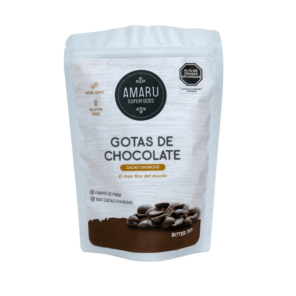 GOTAS DE CHOCOLATE BITTER 70% GLUTEN FREE 150 GR - AMARU