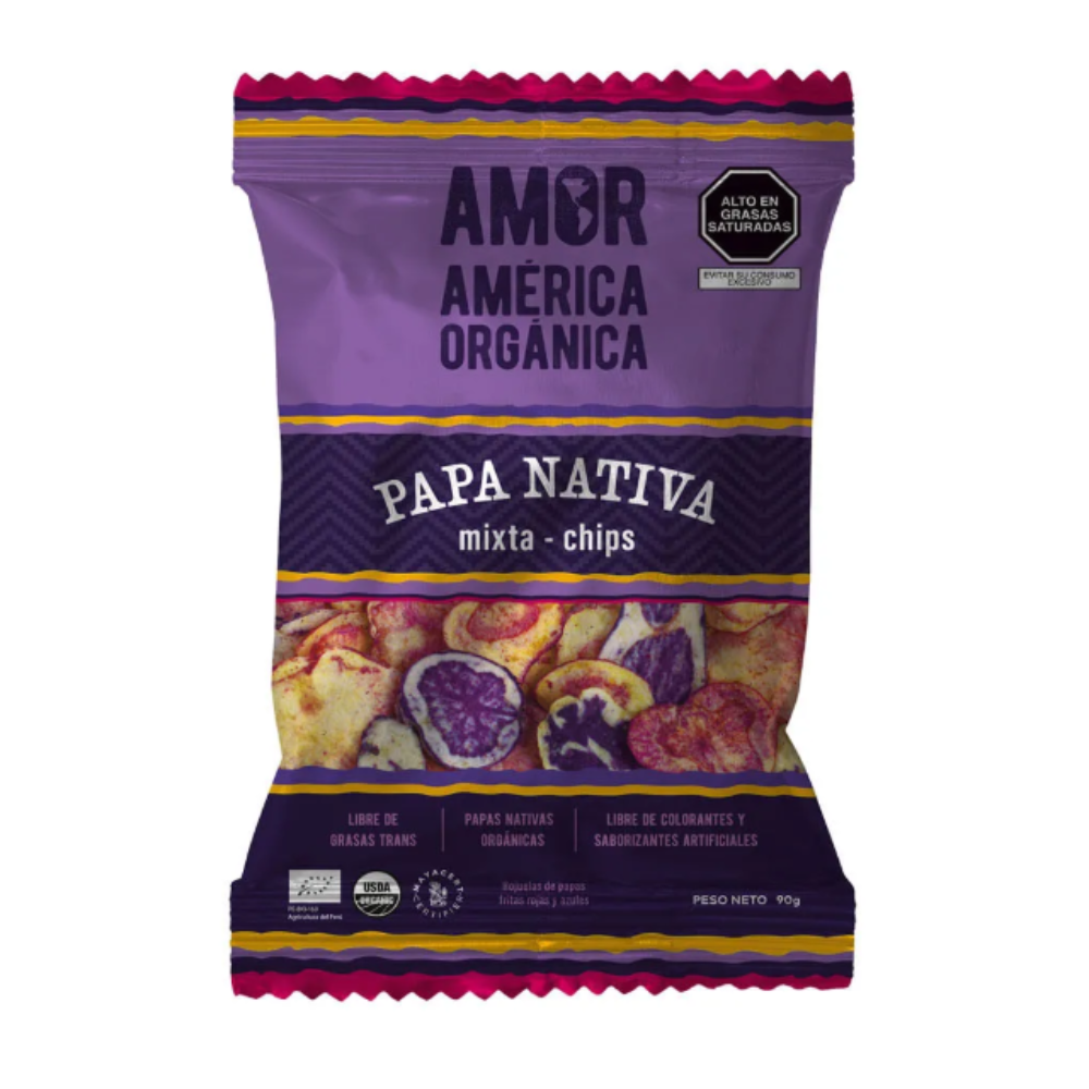 CHIPS PAPA NATIVA MIXTAS 90 GR - AMERICA ORGANICA