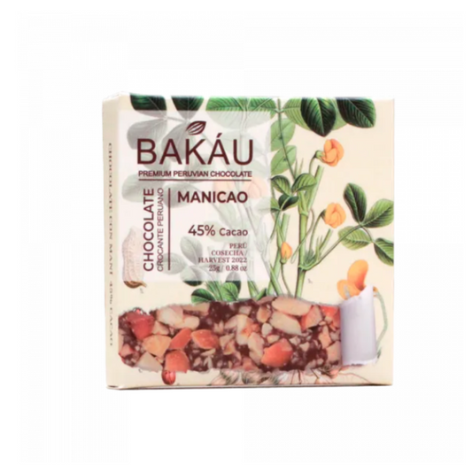 CHOCOLATE MANIACO CROCANTE 45% CACAO 25 GR - BAKÁU