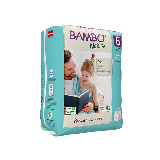 PAÑALES ECOLOGICOS TALLA 6 - XXL + 16 KG 20 UNID. - BAMBOO NATURE