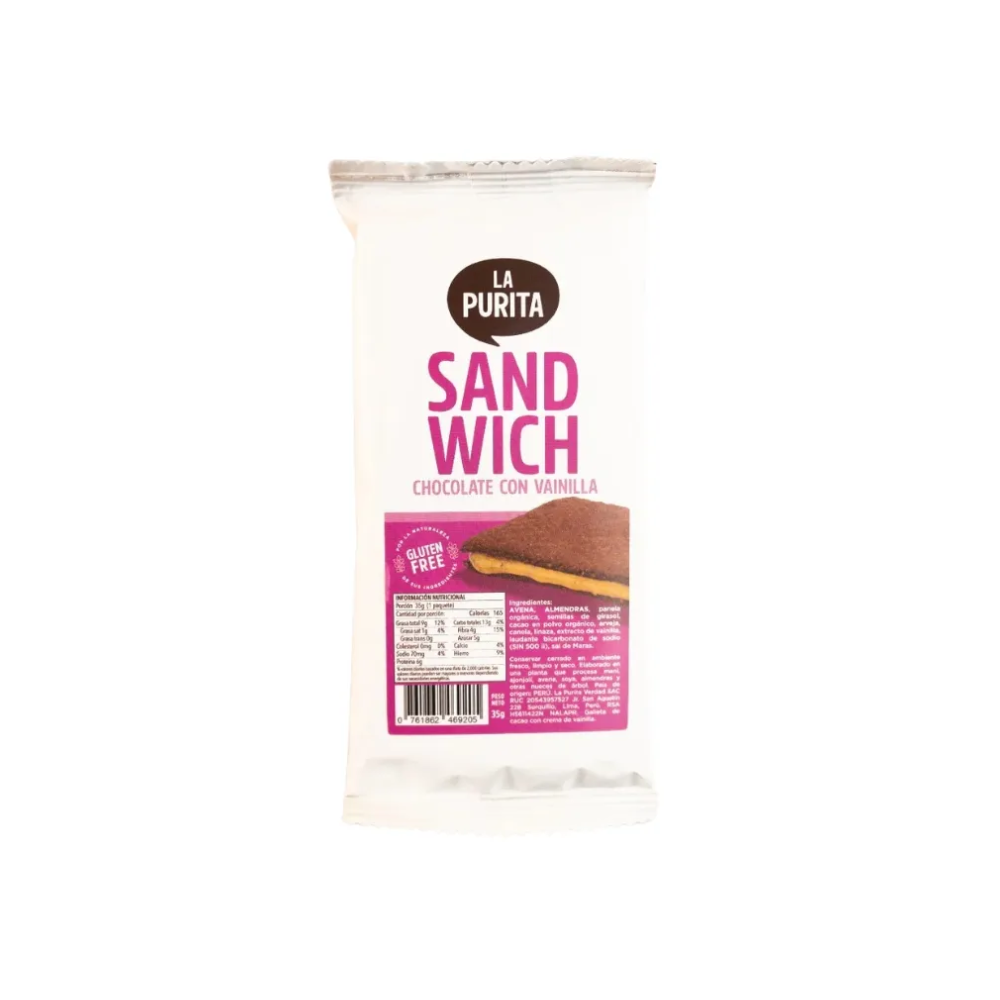 GALLETA SANDWICH DE AVENA Y CACAO RELLENA DE VAINILLA - LA PURITA