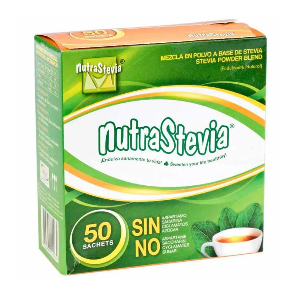 STEVIA POLVO EN  SACHETS, 50GR -NUTRA STEVIA