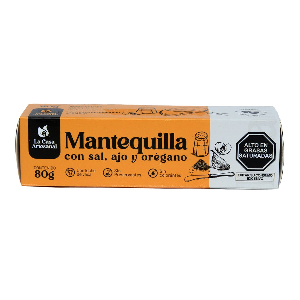 MANTEQUILLA CON SAL AJO Y OREGANO 80GR LA CASA ARTESANAL