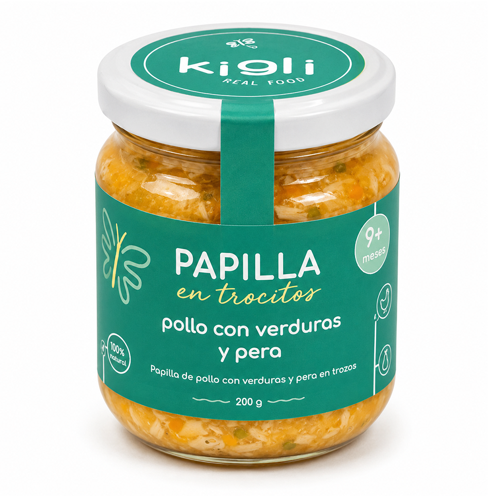 PAPILLA DE POLLO CON VERDURASY PERA (TROCITOS) - KIGLI 185G