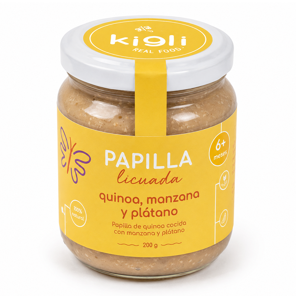 PAPILLA DE QUINOA, MANZANA Y PLÁTANO  (LICUADA) - KIGLI 200G