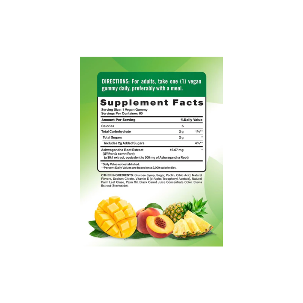 ASHWAGANDHA GUMMIES TROPICAL FLAVOR FRASCO 60GUMMIES- NATURES TRUTH