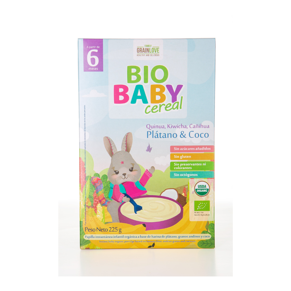 Bio Baby Cereal Orgánico Plátano y Coco-FAMILY GRAIN LOVE