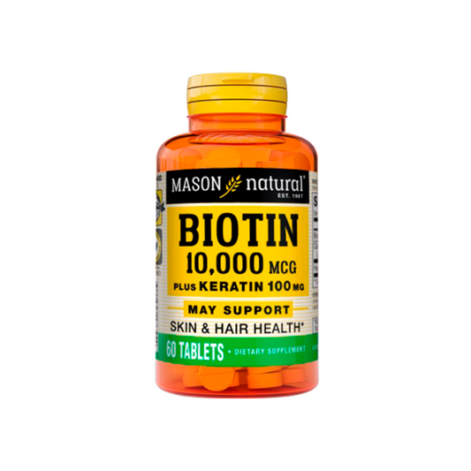 BIOTIN 10000 MCG PLUS KERATIN 100 MG (60 TAB)-MASON NATURAL