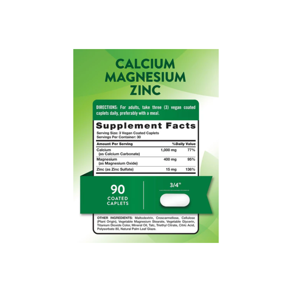 Calcio, Magnesio y Zinc 90 tabletas NATURES STRUTH
