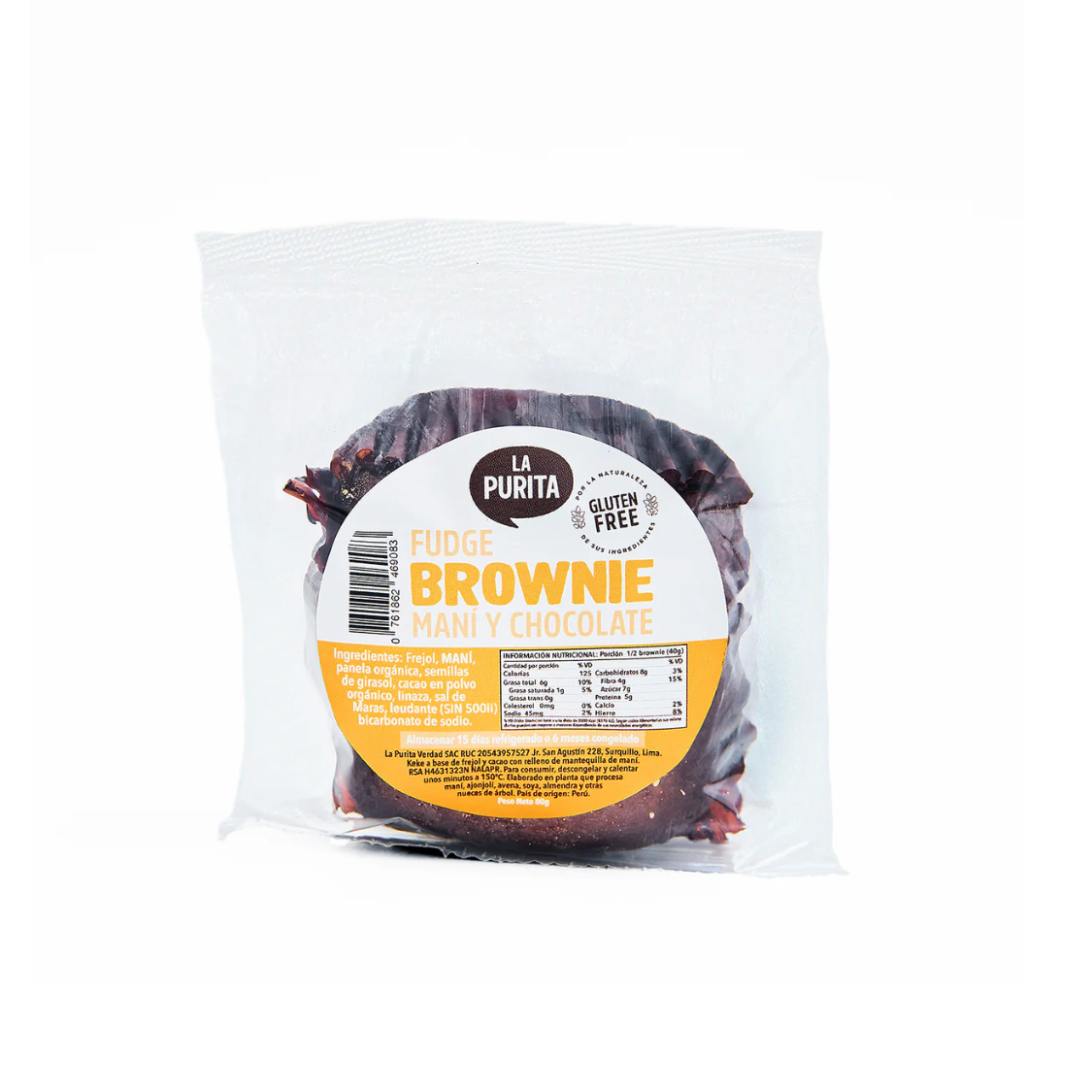 BROWNIE MANI Y CHOCOLATE 80GR - LA PURITA