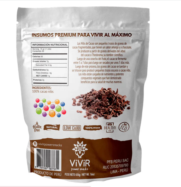 NIBS DE CACAO 454 GR - VIVIR