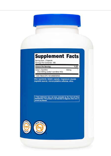 ACETYL L-CARNITINE 500 MG 180CAP NUTRICOST