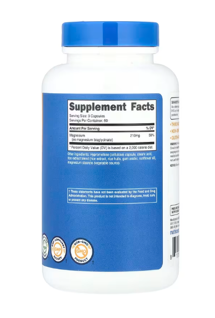 MAGNESIUM GLYCINATE CAPSULES 210MG 180CAP NUTRICOST