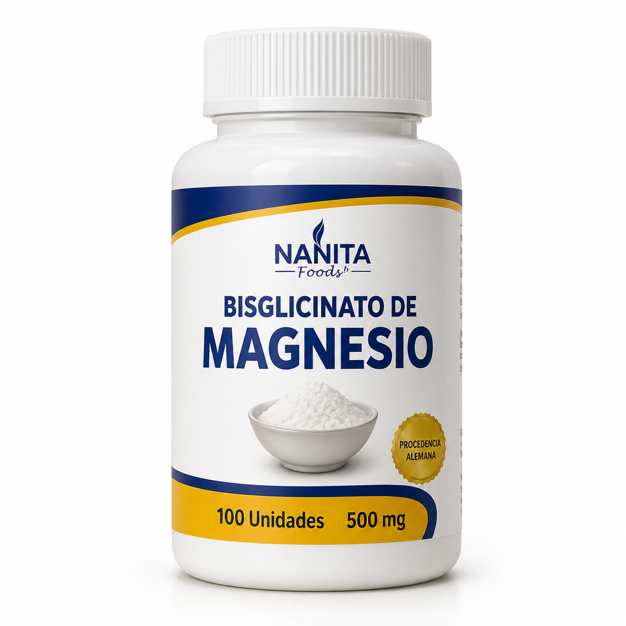 BISGLICINATO DE MAGNESIO 500 MG  100 CÁPSULAS- NANITA FOODS