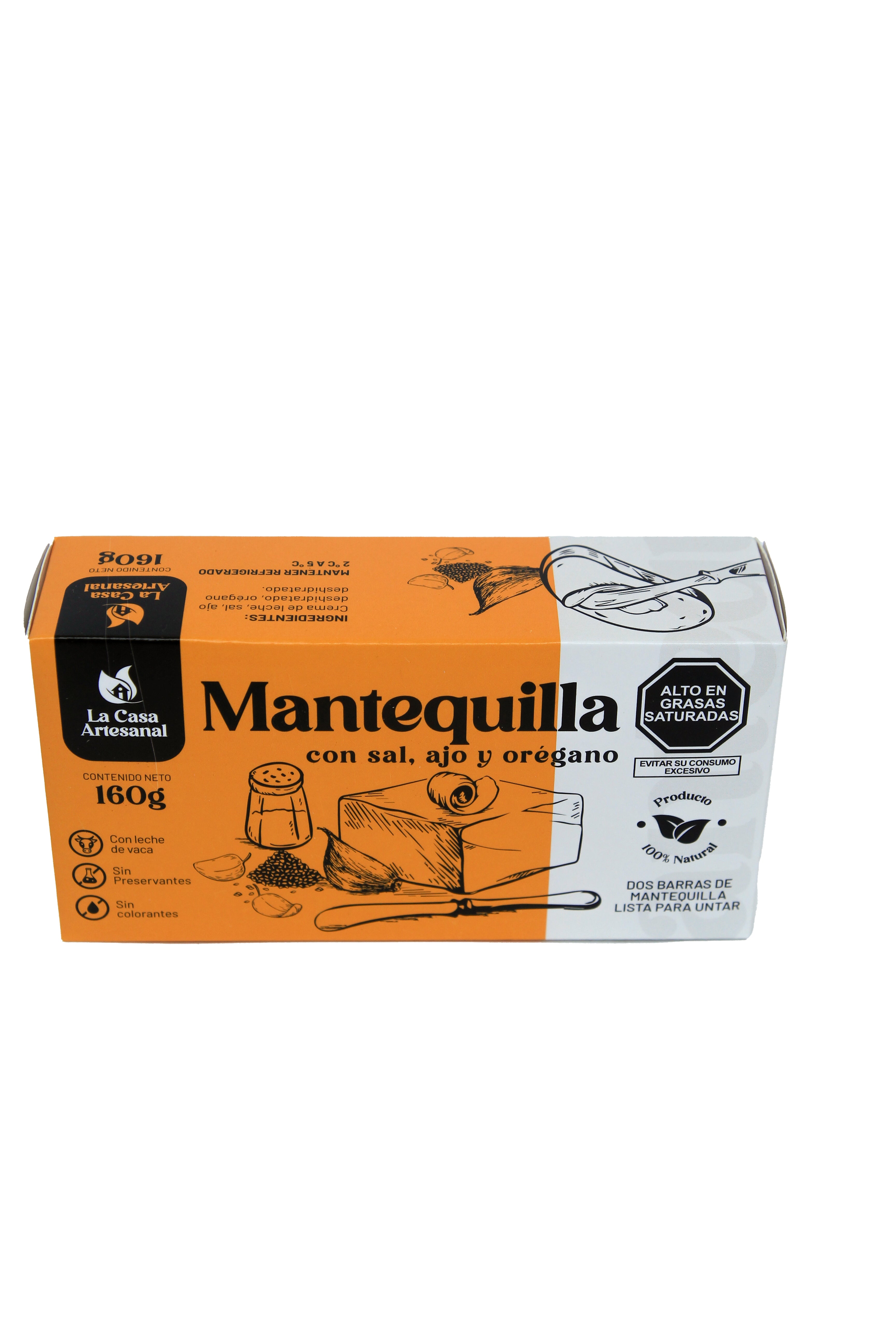 MANTEQUILLA CON SAL, AJO Y OREGANO 160G LA CASA ARTESANAL