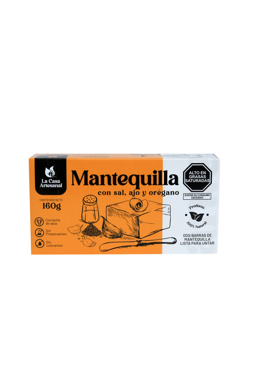 MANTEQUILLA CON SAL, AJO Y OREGANO 160G LA CASA ARTESANAL