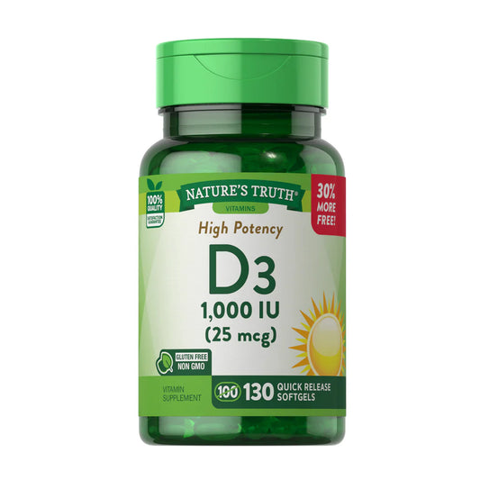 D3 1000 IU 25MCG 130SOFTGELS NATURES TRUTH