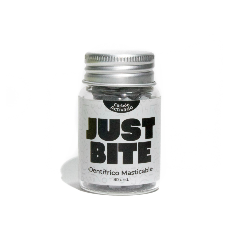 DENTÍFRICO MASTICABLE CARBÓN ACTIVADO JUST BITE PERÚ