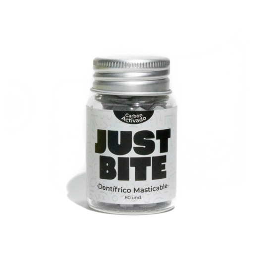 DENTÍFRICO MASTICABLE CARBÓN ACTIVADO JUST BITE PERÚ
